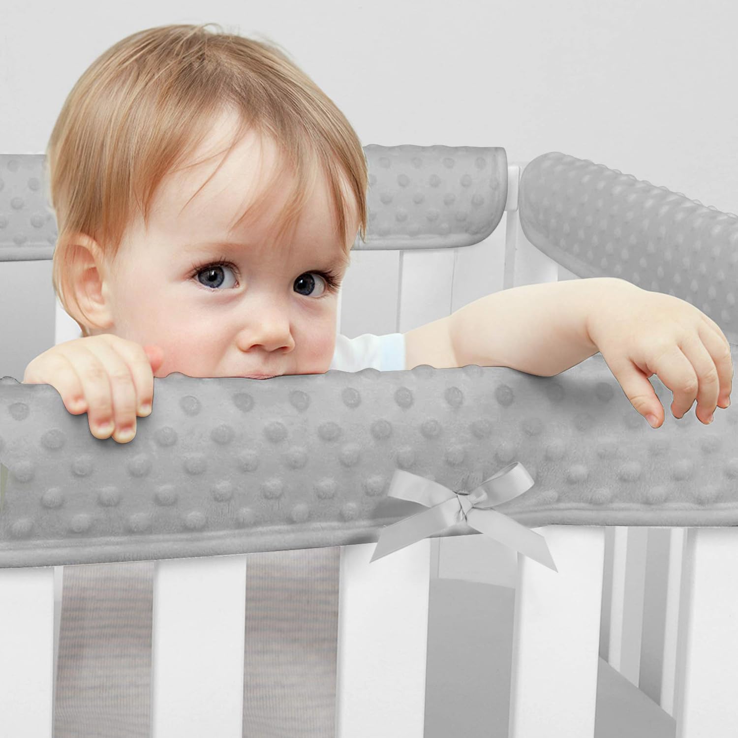 3-Piece Teething Edge & Corner Guard Coverage Straps - Long (51 in x 7 in), 2 Short (27.5 in x 7 in) (Grey Bubble)