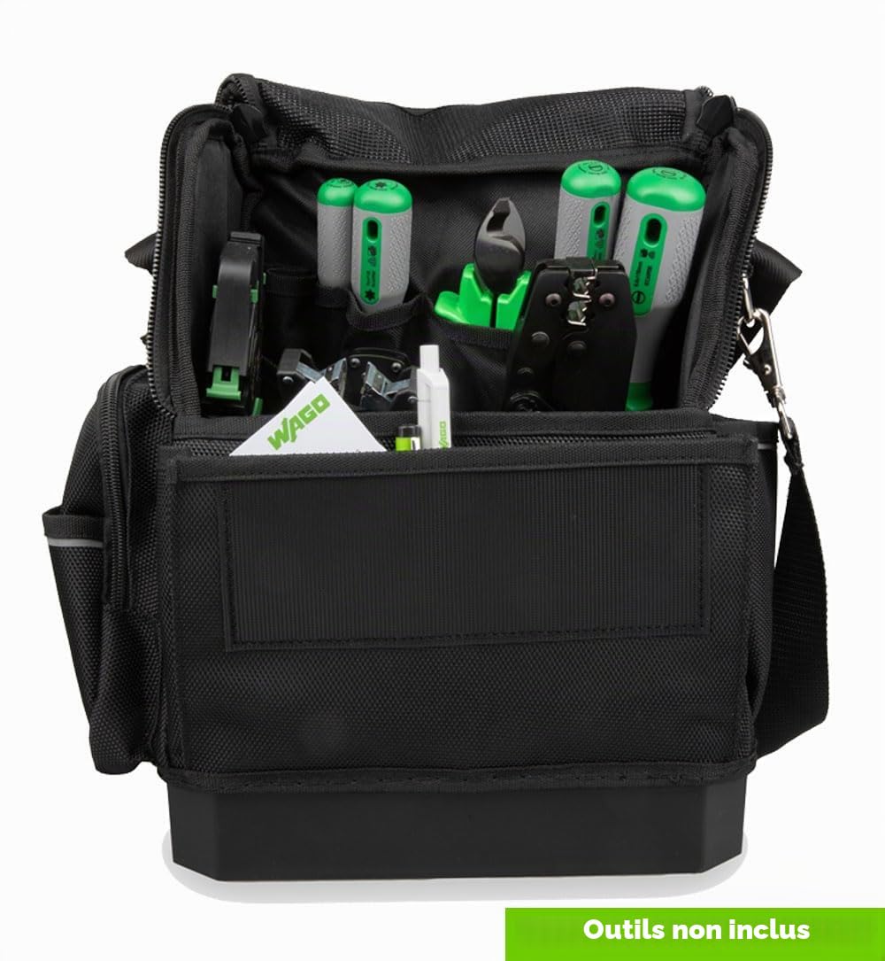 WAGO Sac à outils 206-3000 compatible avec L-Boxx Micro et Mini, pour outils et accessoires, 33 x 35 x 22 cm, mobilité et flexibilité maximales, capacité de 12 kg, sangle de transport, noir