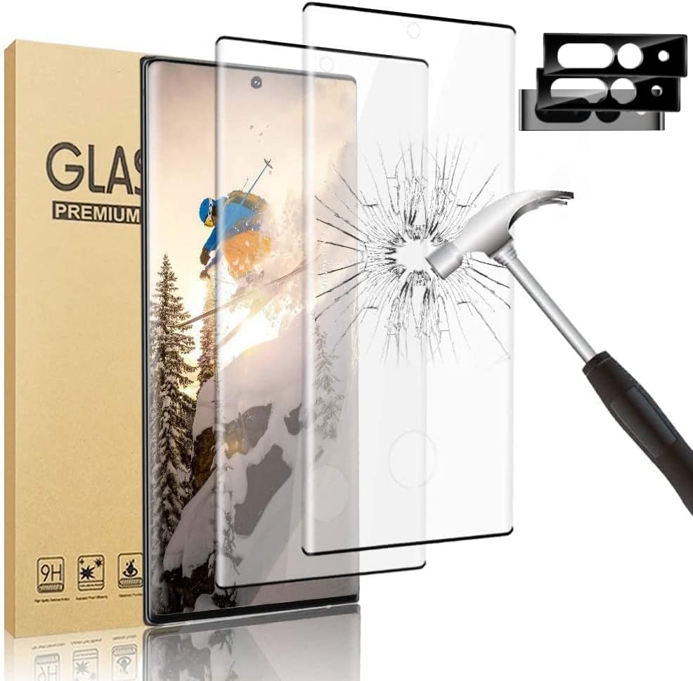 [2+2 Pack ] Pixel 7 pro 5G Screen Protector Tempered Glass, with 2 Pack Camera Lens Protector, 9H Hardness, Support Fingerprint, 3D Curved Glass Film for Google Pixel 7 pro (6.7 Inch)