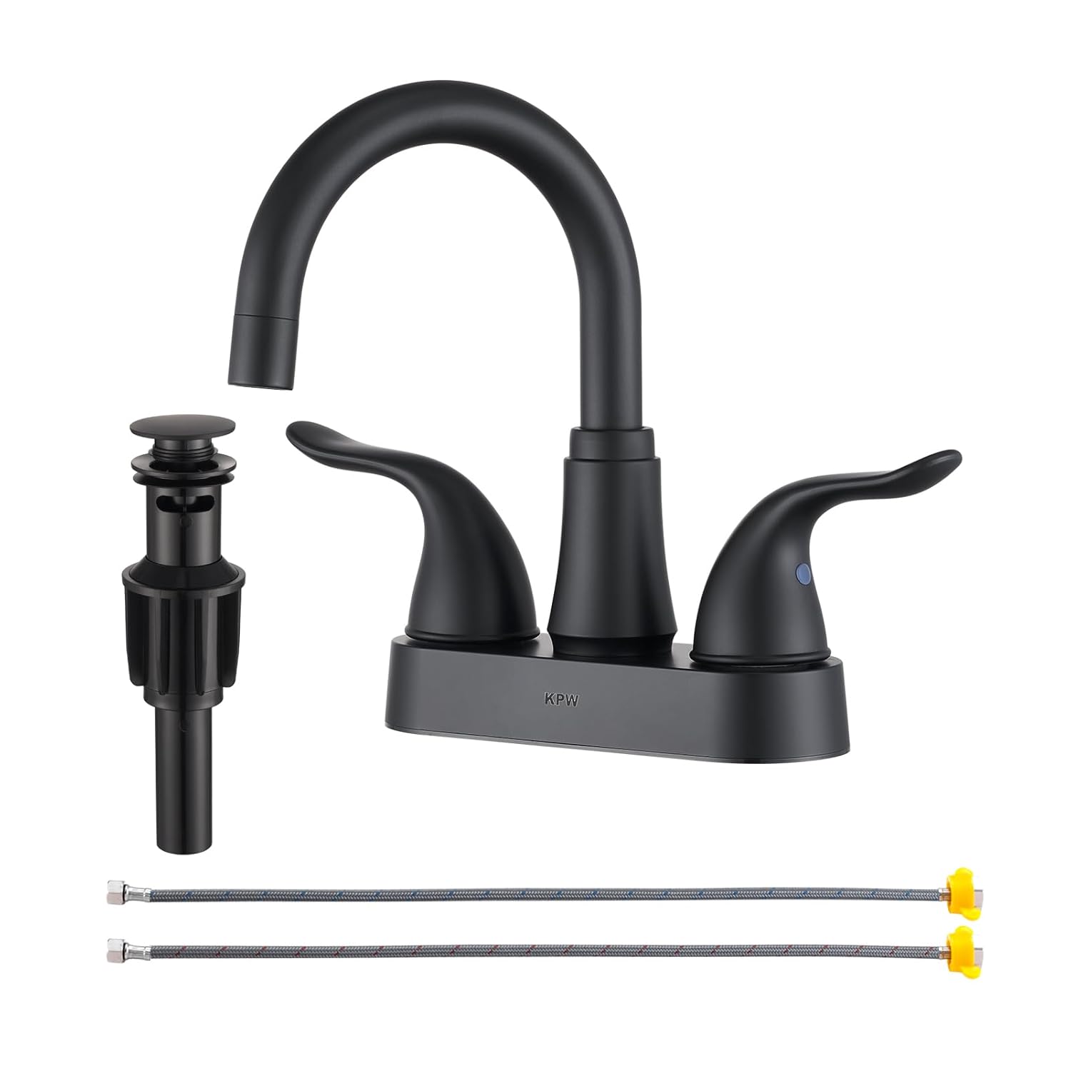KPW Bathroom Sink Faucet 2 or 3 Hole Matte Black Centerset 4 Inch Bathroom Sink Faucet 2 Handle