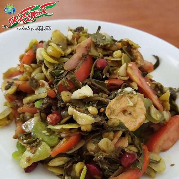 Myanmar Tea Leaf Salad Kit (Zayan Tea Leaf Dressing Non Spicy + Assorted Fried Bean) Laphet Thoke - 1.4 lb