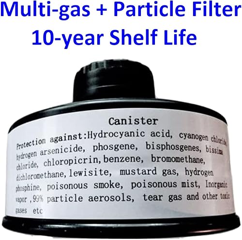 Miniatura 3 de KYNG NBC Filtro de máscara de gas (paquete de 4) Filtro respirador 1.575 pulgadas NATO NBC Filtro/Se adapta a máscaras CBRN / 10+ años de