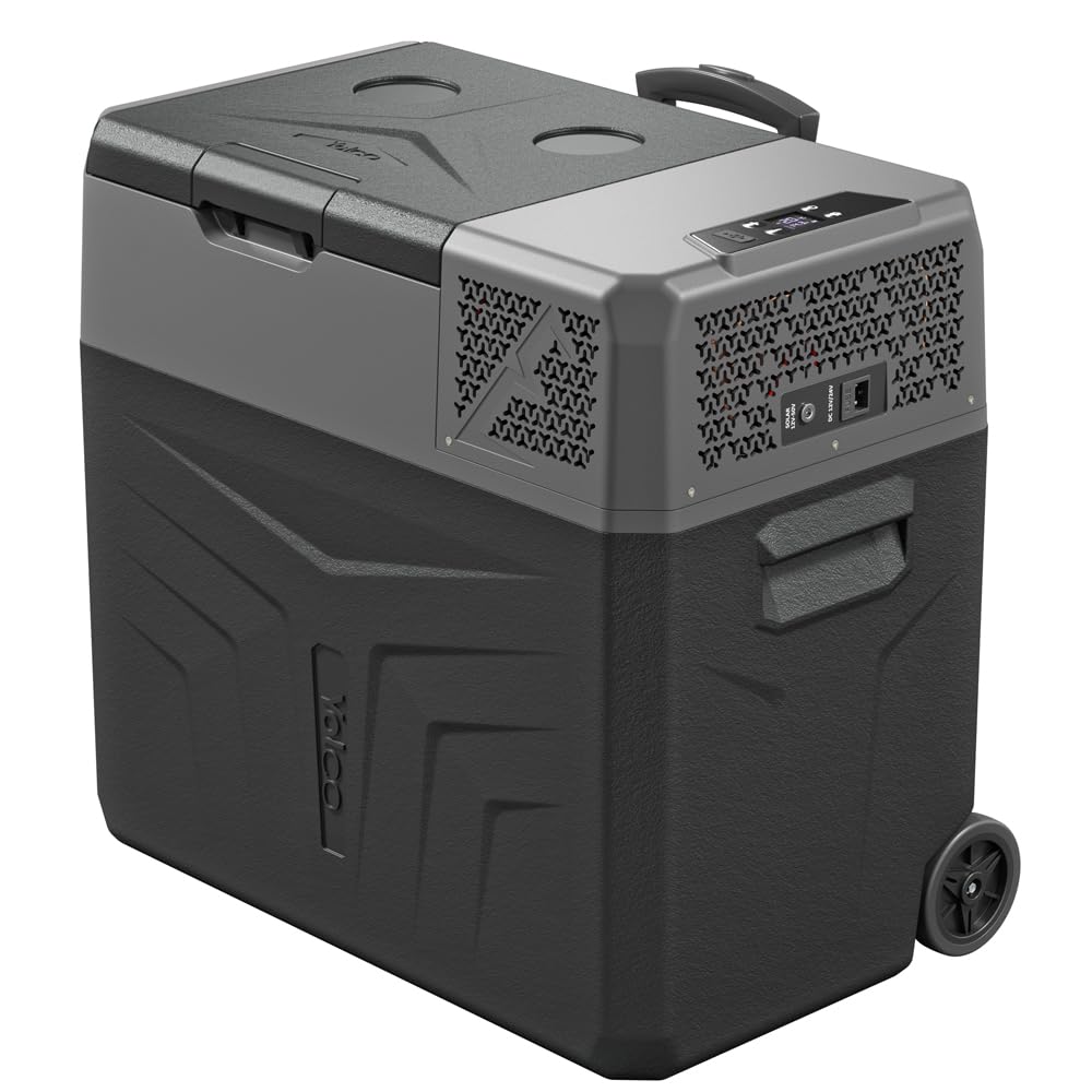 Yolco BCX50 Carbon Electric Compressor Cool Box, sterowanie aplikacjami przez Bluetooth, 12/24 V i 230 V do samochodów, ciężarówek, łodzi, lodówki kempingowej