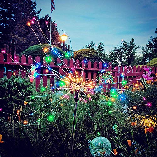 Solar Garden Decorative Lights Outdoor -Mopha Solar 120LED Powered 40Copper Wires String Landscape Light-DIY Flowers Fireworks Trees for Walkway Patio Lawn Backyard,Christmas Party Decor(Multi-Color)