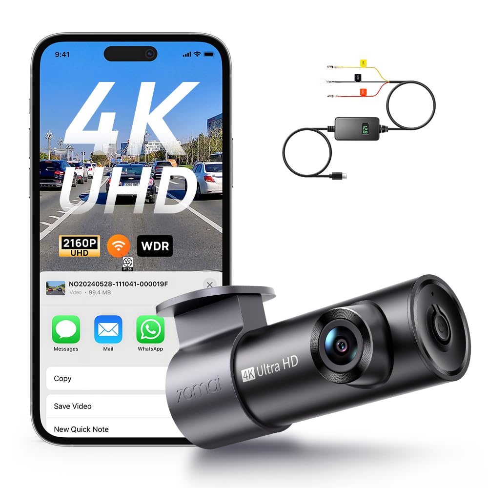 【70mai M310 Plus 4K Dashcam +UP06】 70mai M310 Plus 4K Dashcam Auto Vorne, 360° Drehbarl, WiFi & G-Sensor, Super Nachtsicht & WDR, F1.55 Blende, 24h Parküberwachung, Loop-Aufnahme, Max. 256 GB.