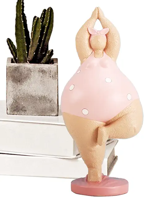 Beeldjes Dikke Dames: Fat Lady Yoga Figurine, Resin Home Decor