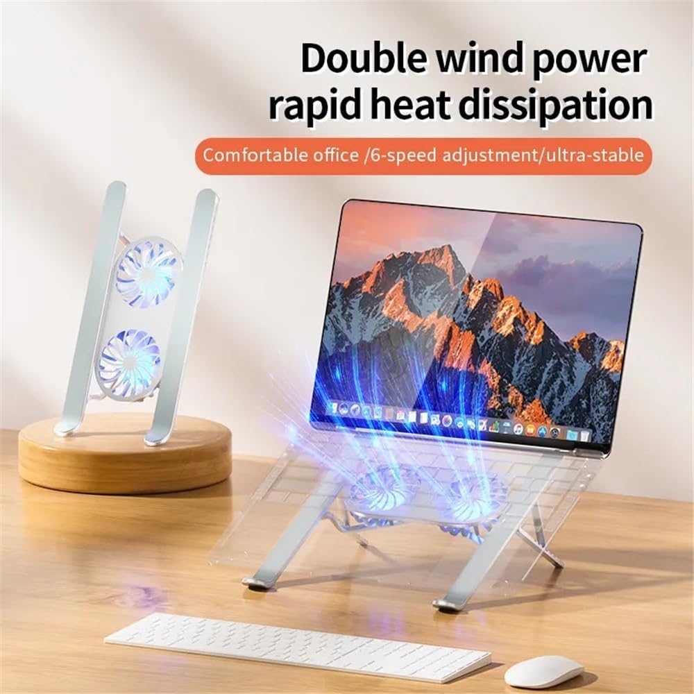 Podstawka pod laptopa na biurko Podstawka chłodząca do laptopa, składana, aluminiowa, z dwoma wentylatorami, podstawą chłodzącą i uchwytem przenośnym(Silver)