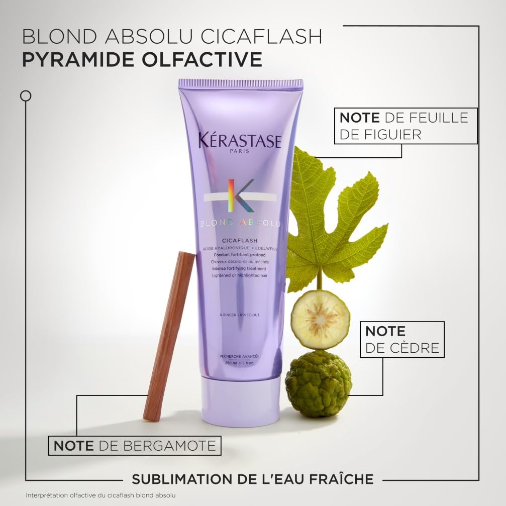 KERASTASE Blond Absolu Fondant Fortifiant Profond Cicaflash Après-Shampoing Réparateur Anti-Casse Cheveux Blonds Décolorés Méchés 250 ml