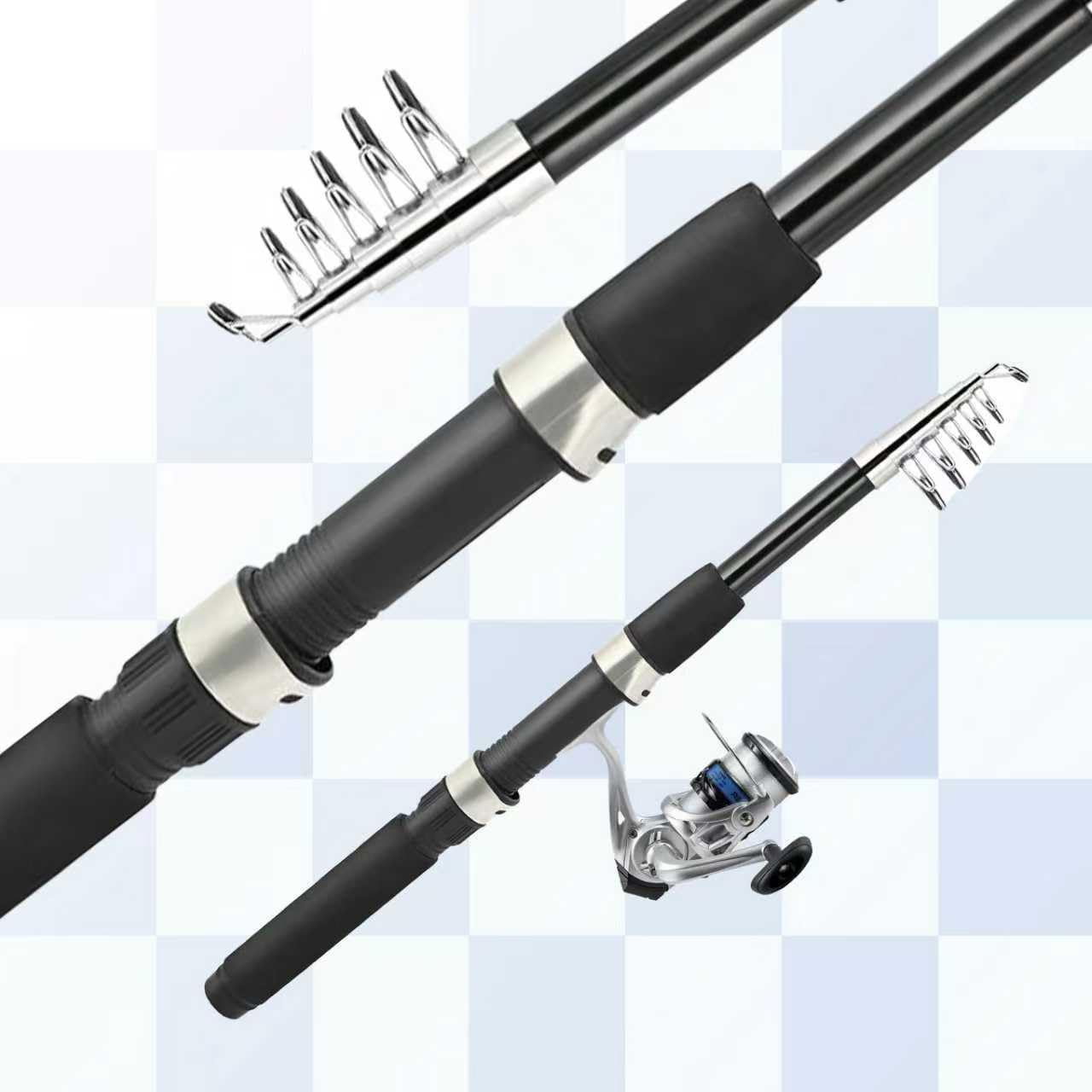 Telescopic Fishing Rod and Reel Combo Set, 2PCS Collapsible Fishing Poles, Fishing Kit with Spinning Reel Fishing Pliers and Lip Gripper, Travel Saltwater Freshwater Fishing Gear for Adults Beginners - Image 2
