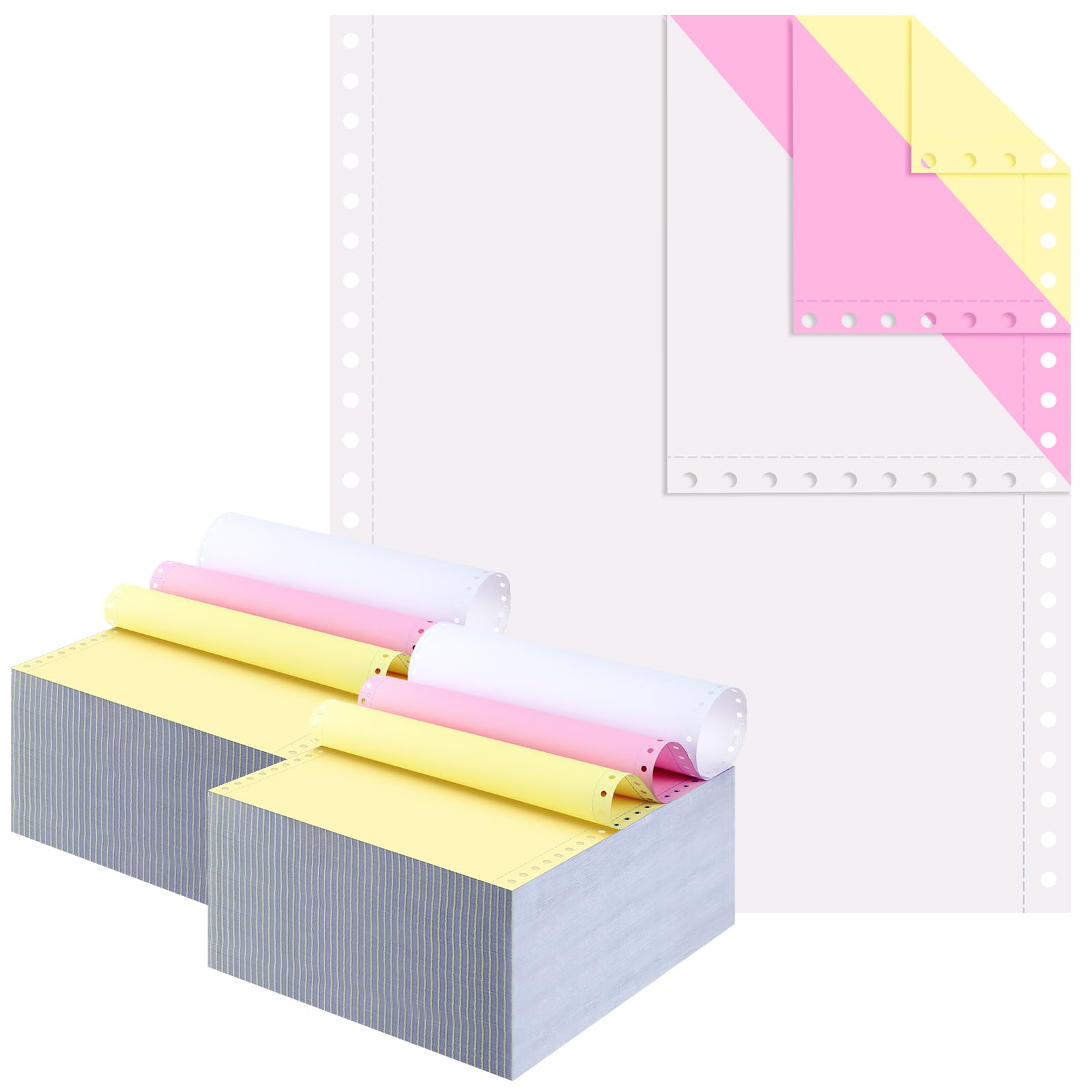Affrolling Lot de 1600 feuilles de papier d'ordinateur à alimentation continue en vrac 24,9 x 27,9 cm 3 parties avec marge gauche et droite perforées sans carbone pour imprimantes matricielles à