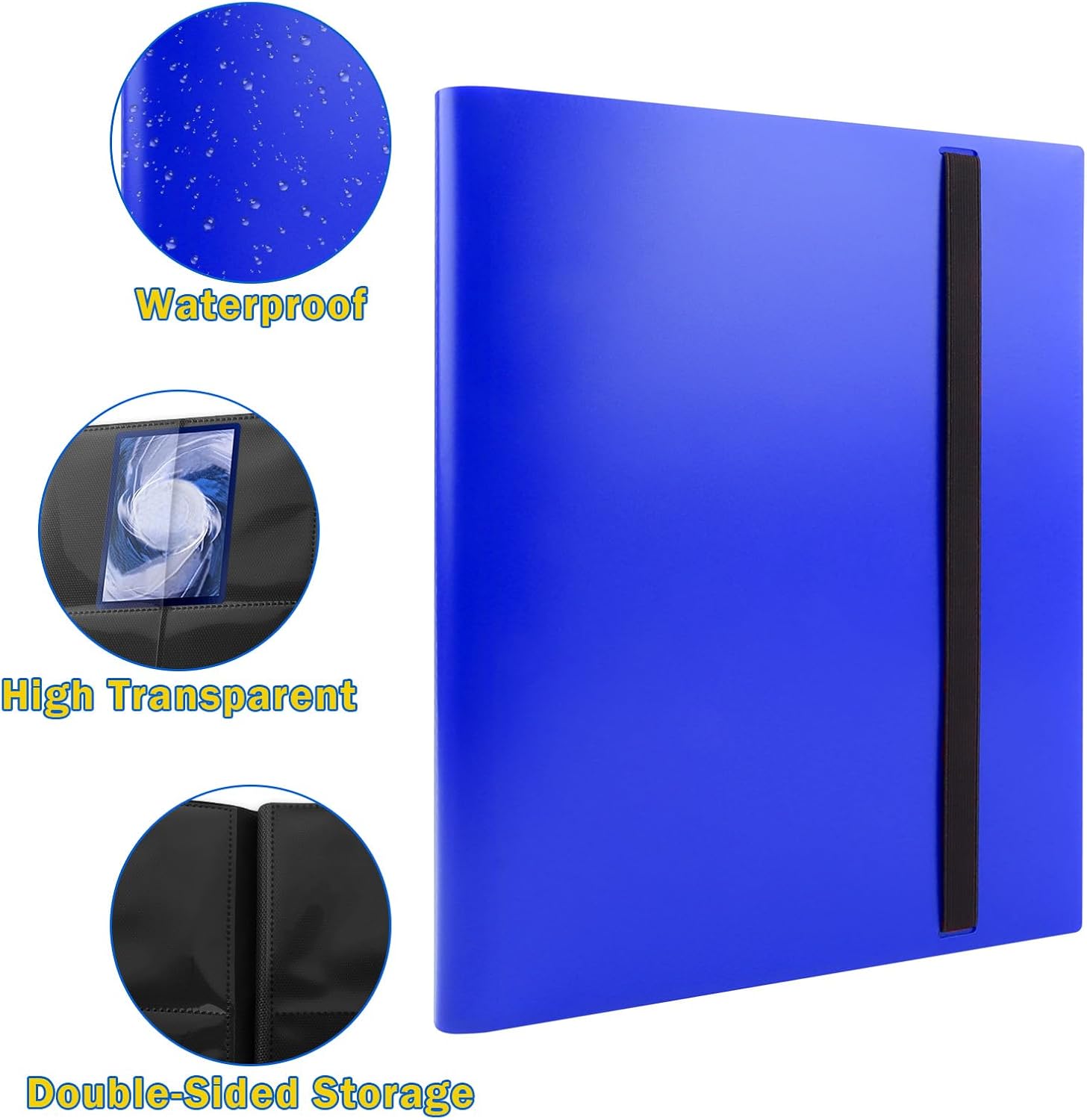 Scrapbook for Cards, 360 Card Capacity Trading Cards Album, Transparent Trading Card Folder, Scrapbook Cards for YuGiOh, Match Attax, Ninjago etc. (Blue)