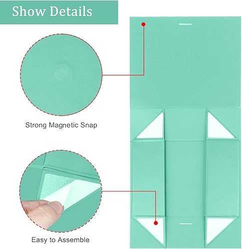 Miniatura 4 de Caja de regalo con tapa para regalos de 10.5 x 7.5 x 3.1 pulgadas con cinta y cierre magnético (paquete de 1) (azul Robin)