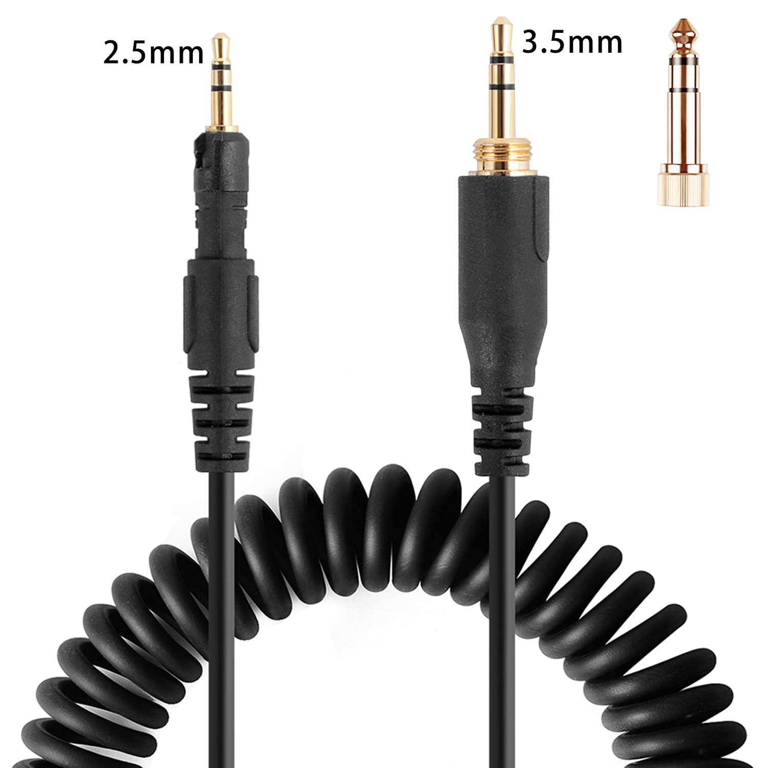 M50x Spiralkabel, kompatibel mit Audio-Technica ATH-M40x ATH-M60x ATH-M70x Kopfhörer mit 6,35 mm (1/4 Zoll) Adapter, 1,3 m bis 4 ft