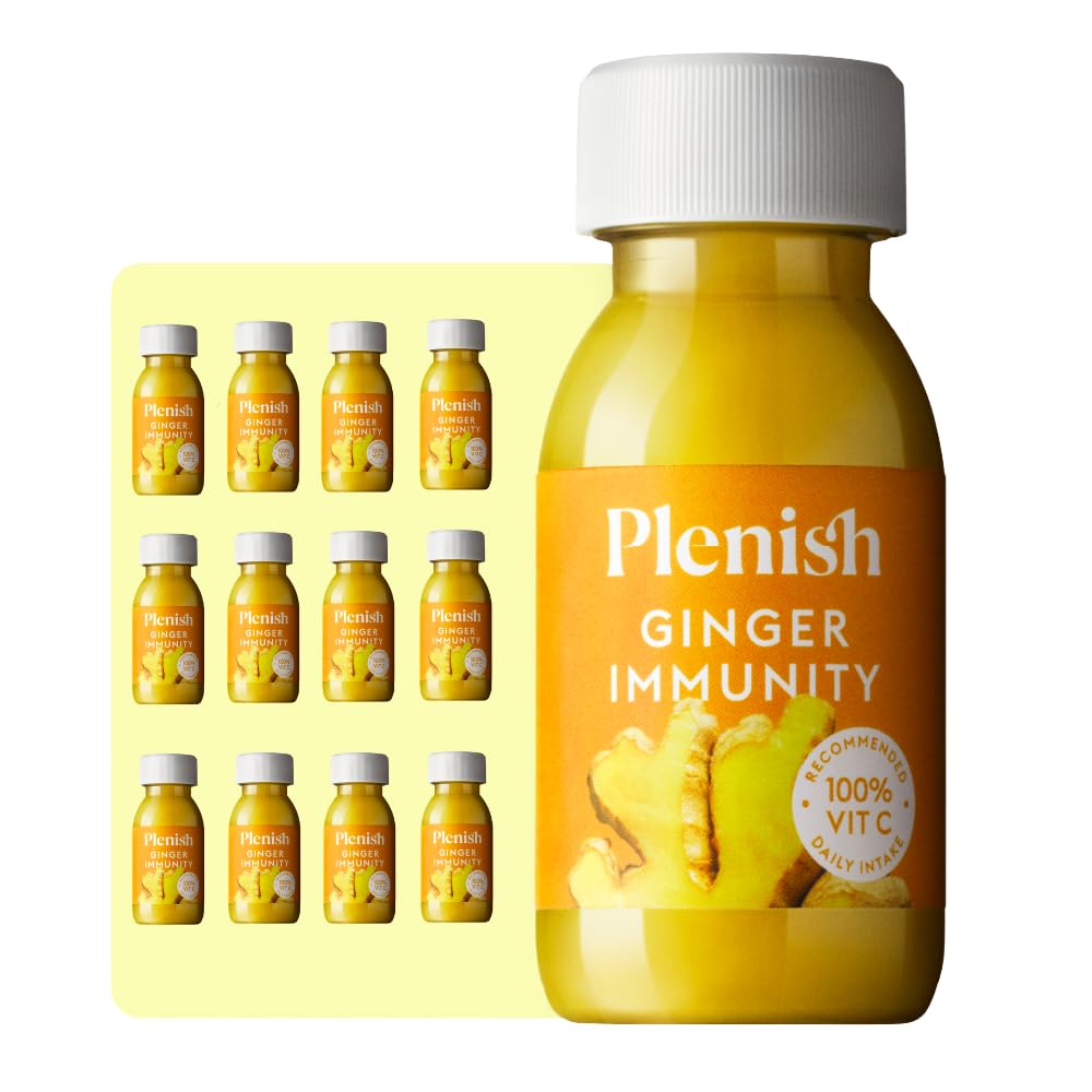 PLENISHImmunity Ginger Shots 12 x 60ml | 100% of Your Daily Vitamin C | 100% Natural, Vegan & Gluten Free | No Added Sugar, No Additives, No Preservatives | Perfect Morning & Workout Pick Me Up