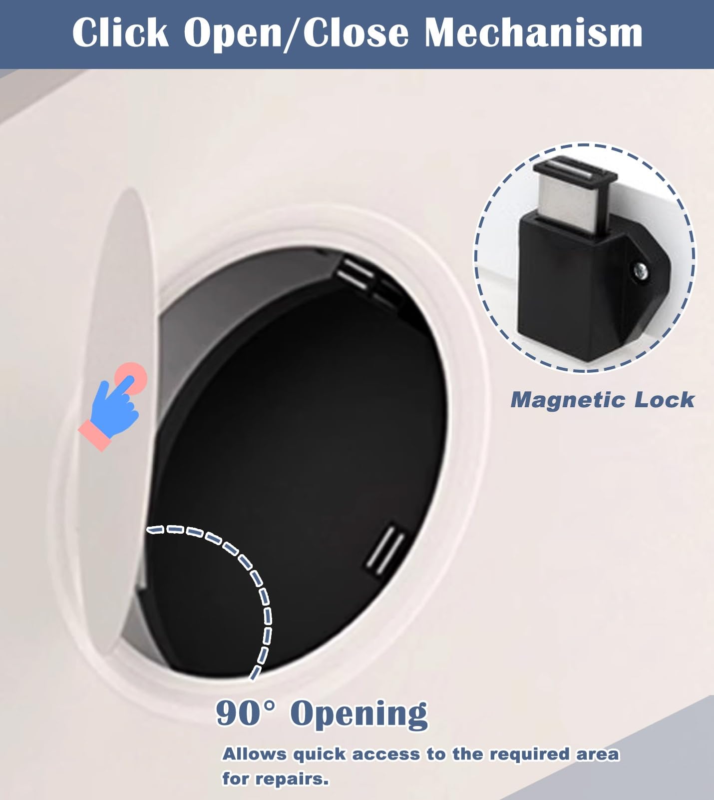 Okrągły biały panel dostępowy Push To Open metalowy właz na poddasze do okablowania ściennego osłony hydrauliczne inspekcyjne drzwi Push-Lock(Dia 15cm)