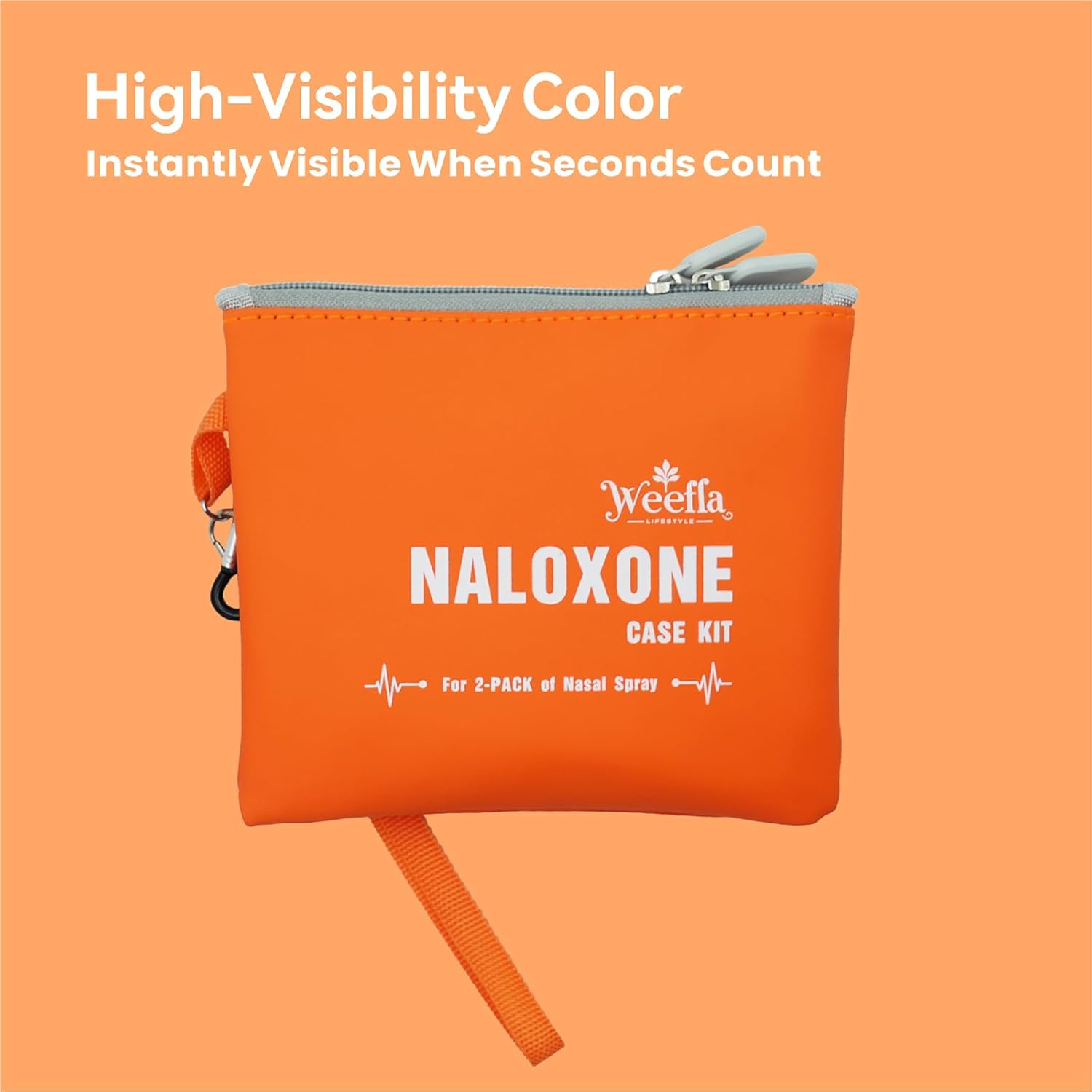 10 Empty Naloxone Carry Bag Kit, Fits 2 Pack Nasal Sprays, for Opioid Overdose Emergency, Clip-on Pouch & Splash Resistant, High-Visibility, First Responder & Daily Use (No Naloxone)