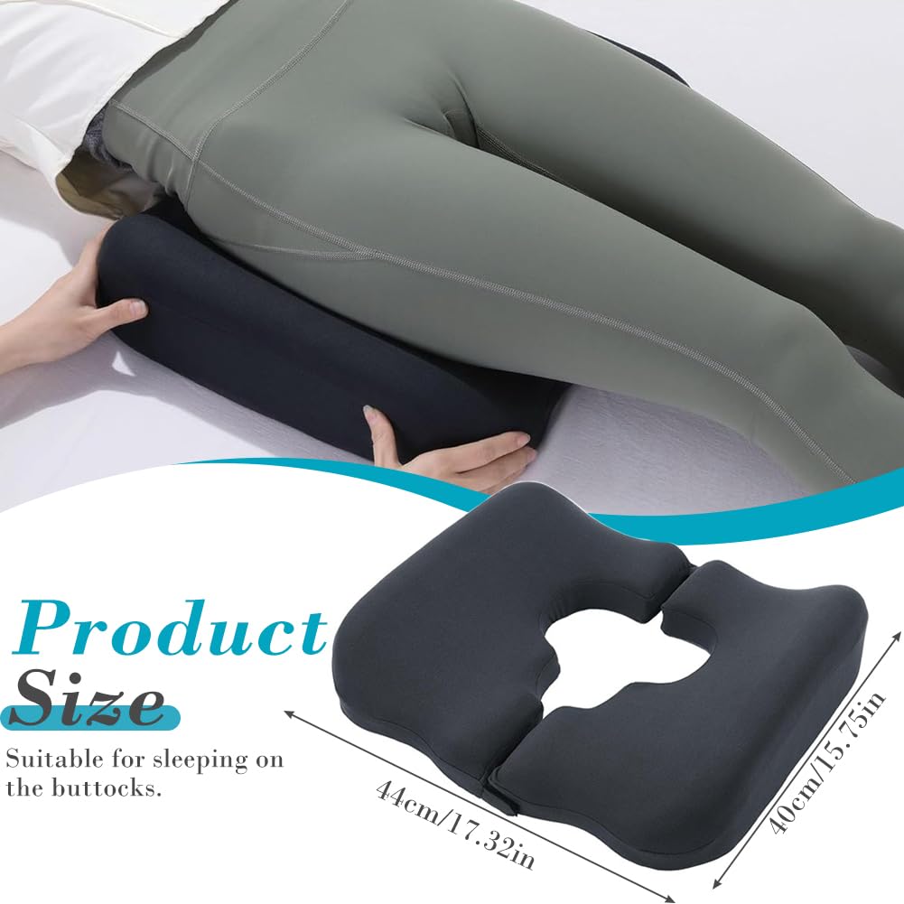 Cojín ortopédico de espuma viscoelástica con forma de T – Cojín ergonómico para el coxis para aliviar la presión para sentarse durante largos períodos de tiempo en la oficina, el coche, la