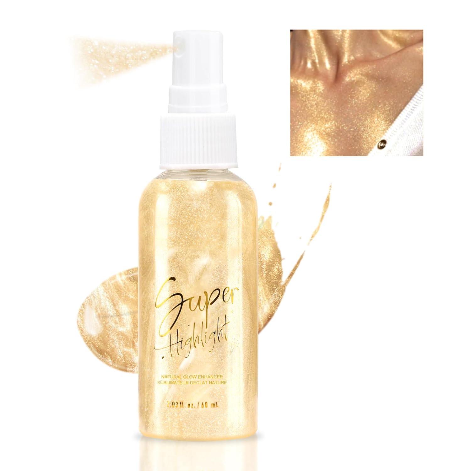 Jutqut Glitzer Spray for Haare und Körper, Glitzer Spray Kleidung, Gold