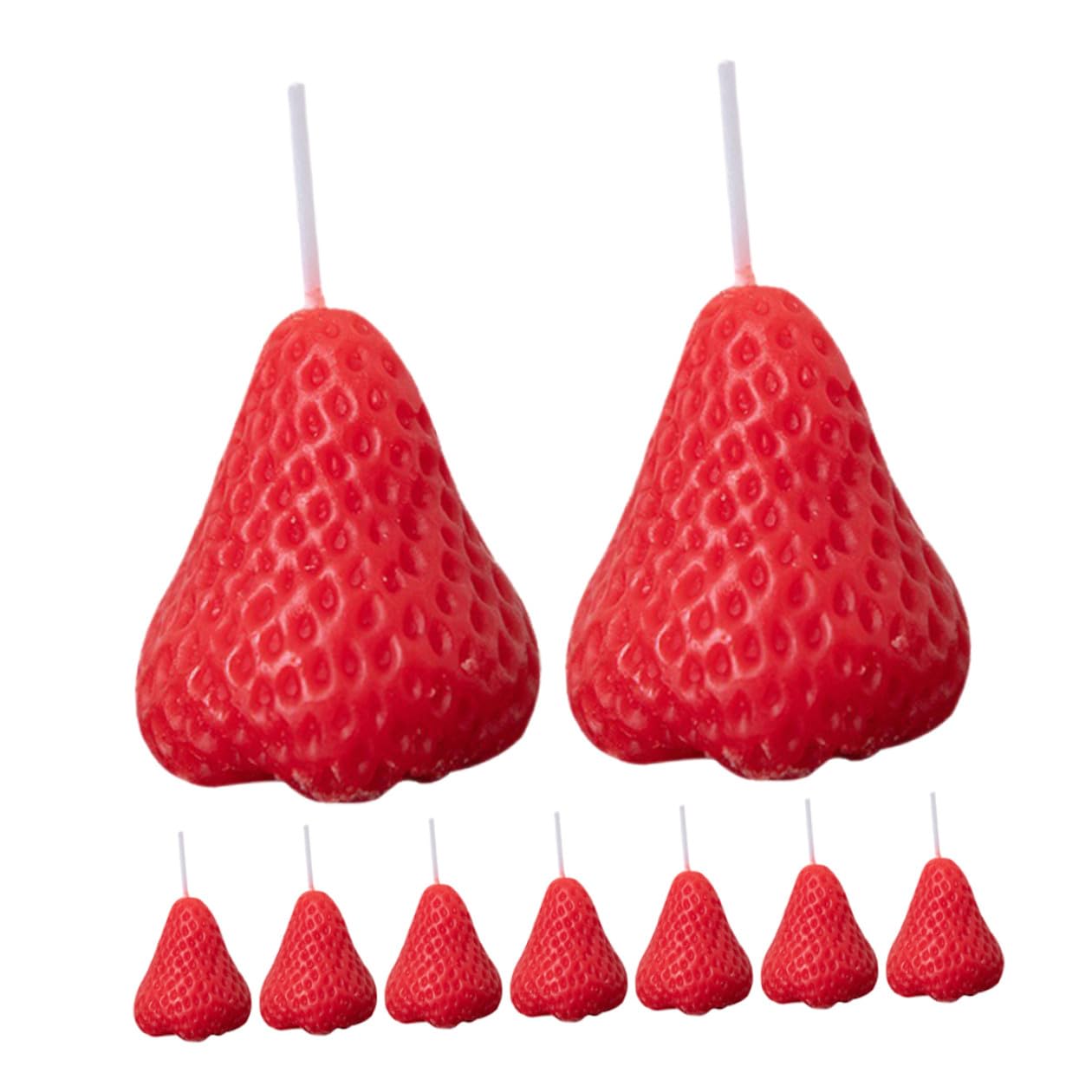 DECHOUS Set 9 Candele Profumate Sagomate Fragola, Candele Decorative per Matrimonio e Compleanno, Decorazioni per Festa e Casa, Profumazione Delicata e Atmosfera Rilassante