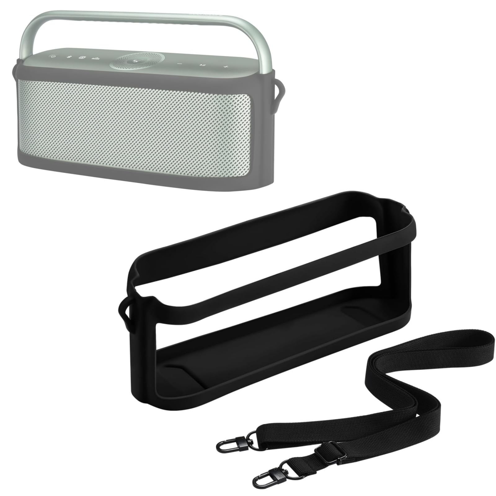 FerbaoSoft Silicone Protective Case Portable Cover Compatible with Soundcore Motion X600 Speaker (Black)