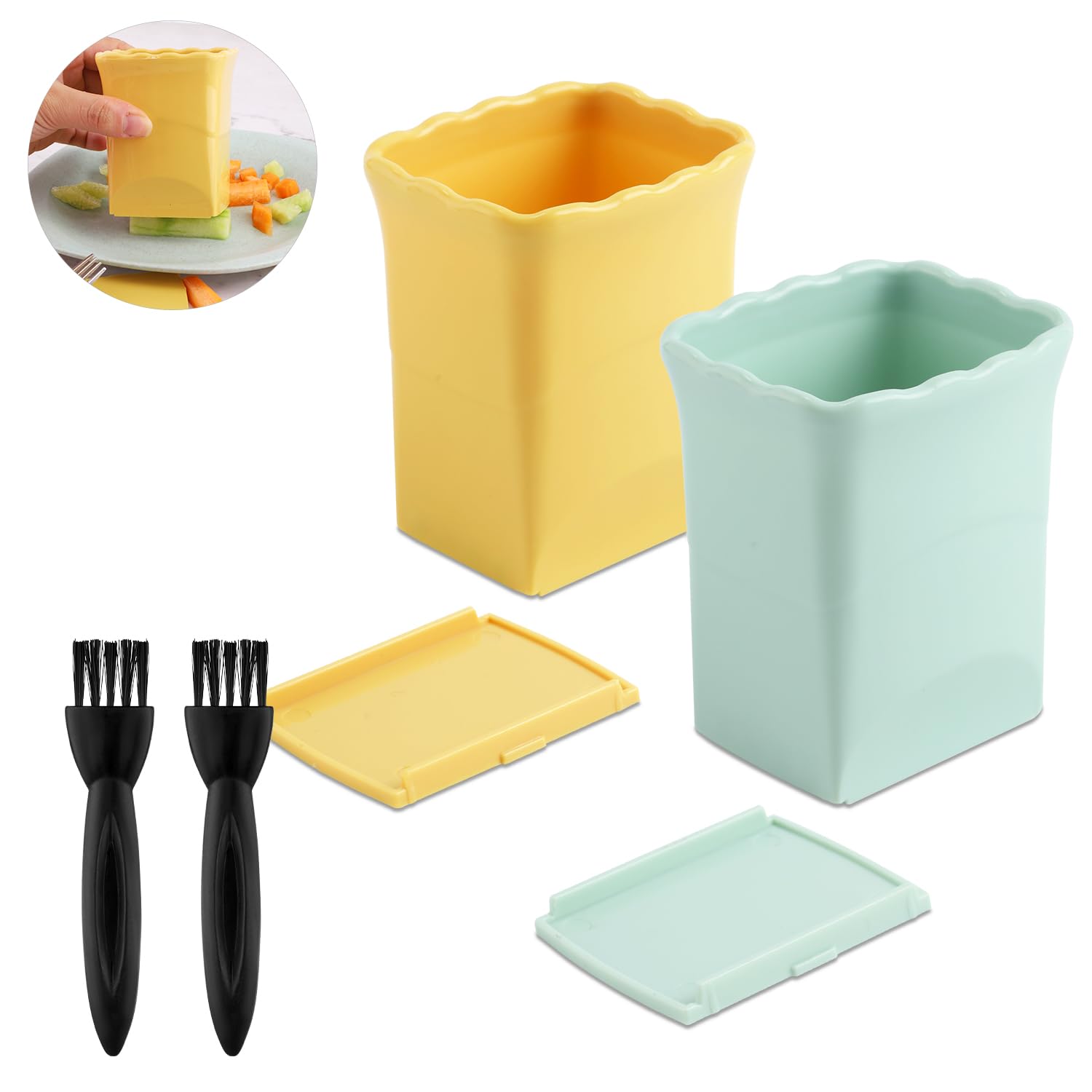 Coupe-fruits Cup Slicer (lot De 2) - Lames Inox 304, Coupe 5 Tranches D'un Coup, Pour Fraises, Bananes, œufs (Vert)