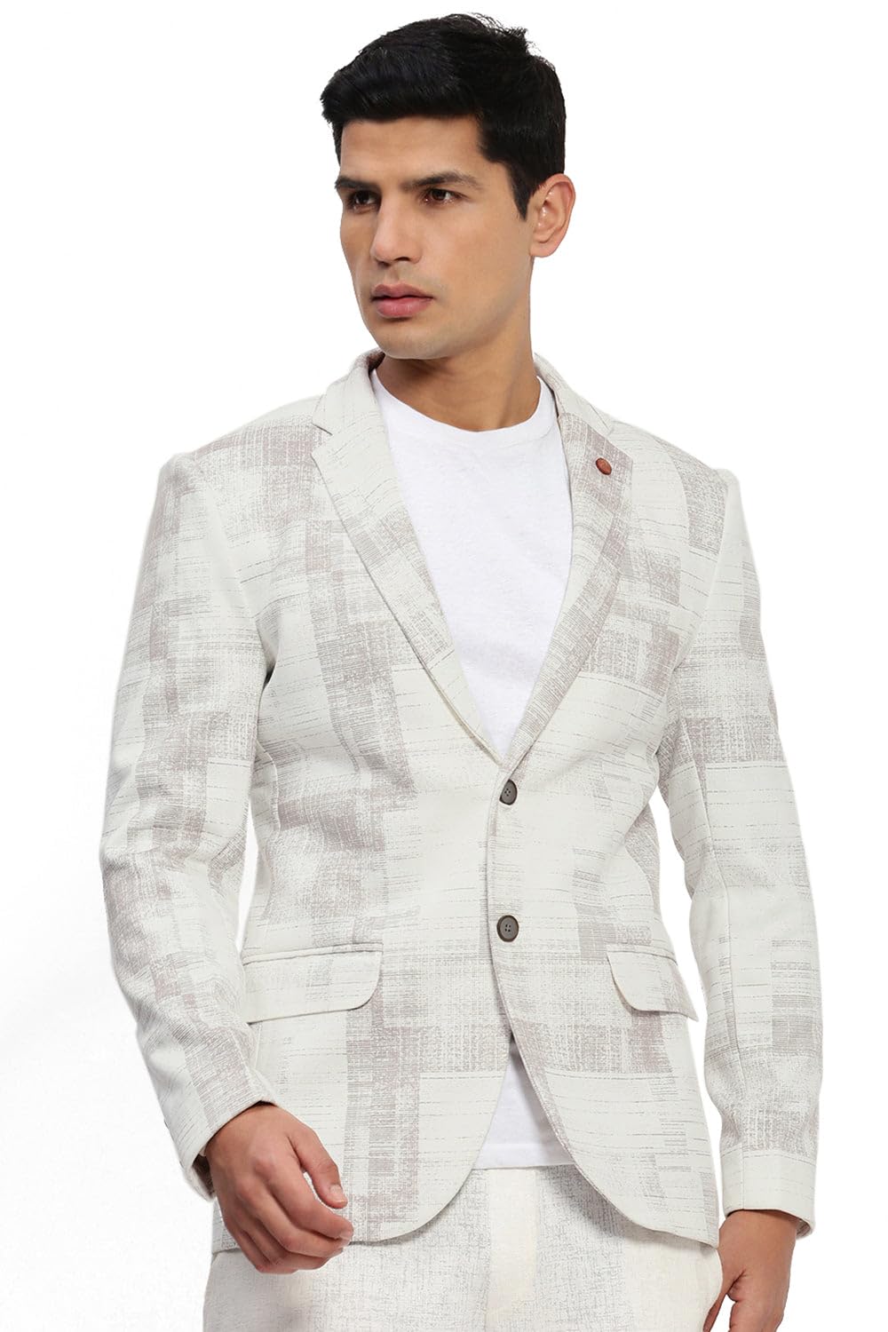 showoffff SHOWOFF Men's Off White Printed Single-Breasted Blazer-LBR-2468_OffWhite-picture-11