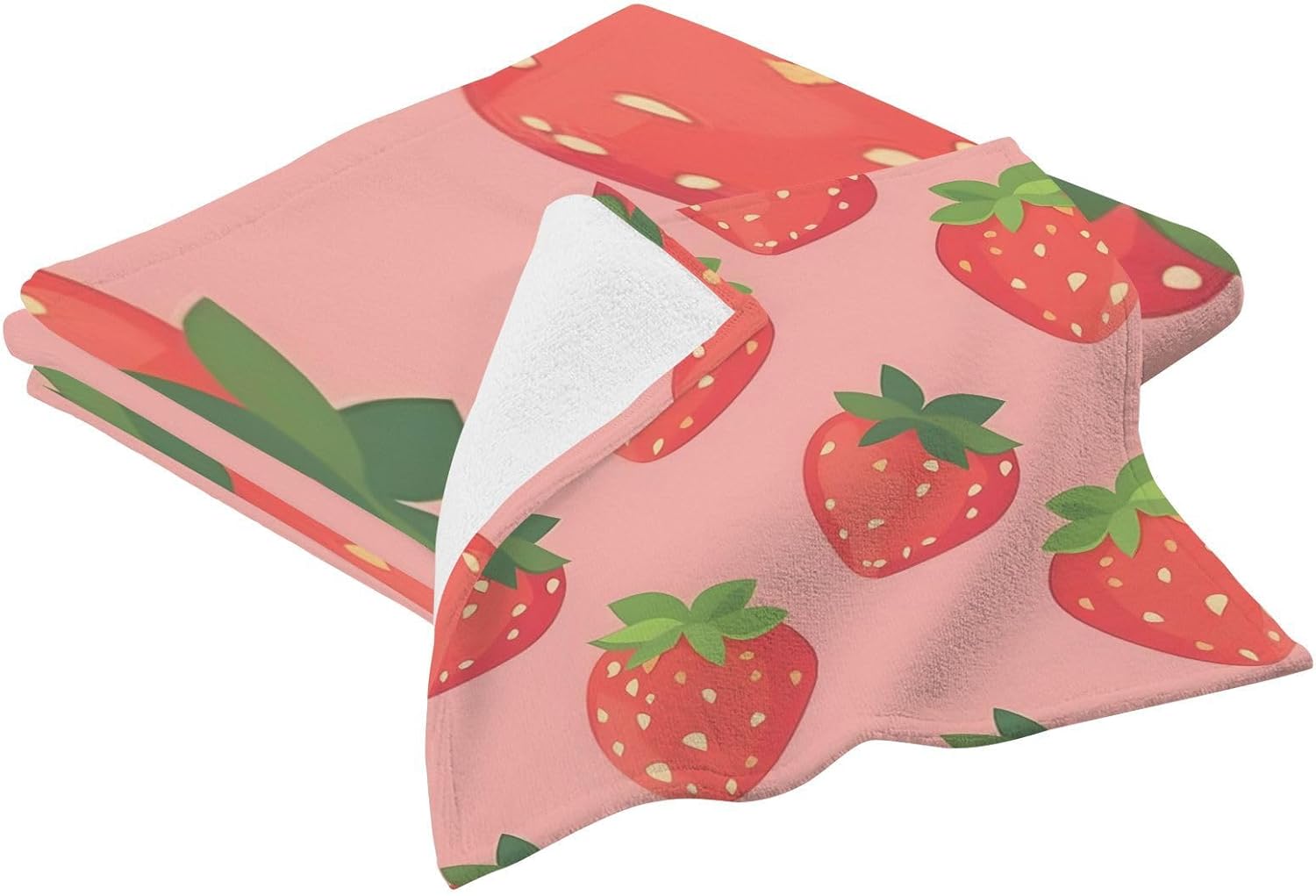 Hand Towels Premium Soft and Highly Absorbent Strawberry Pattern 2 Pcs Towels for Bathroom Set 100% Cotton Decorative Face Towels