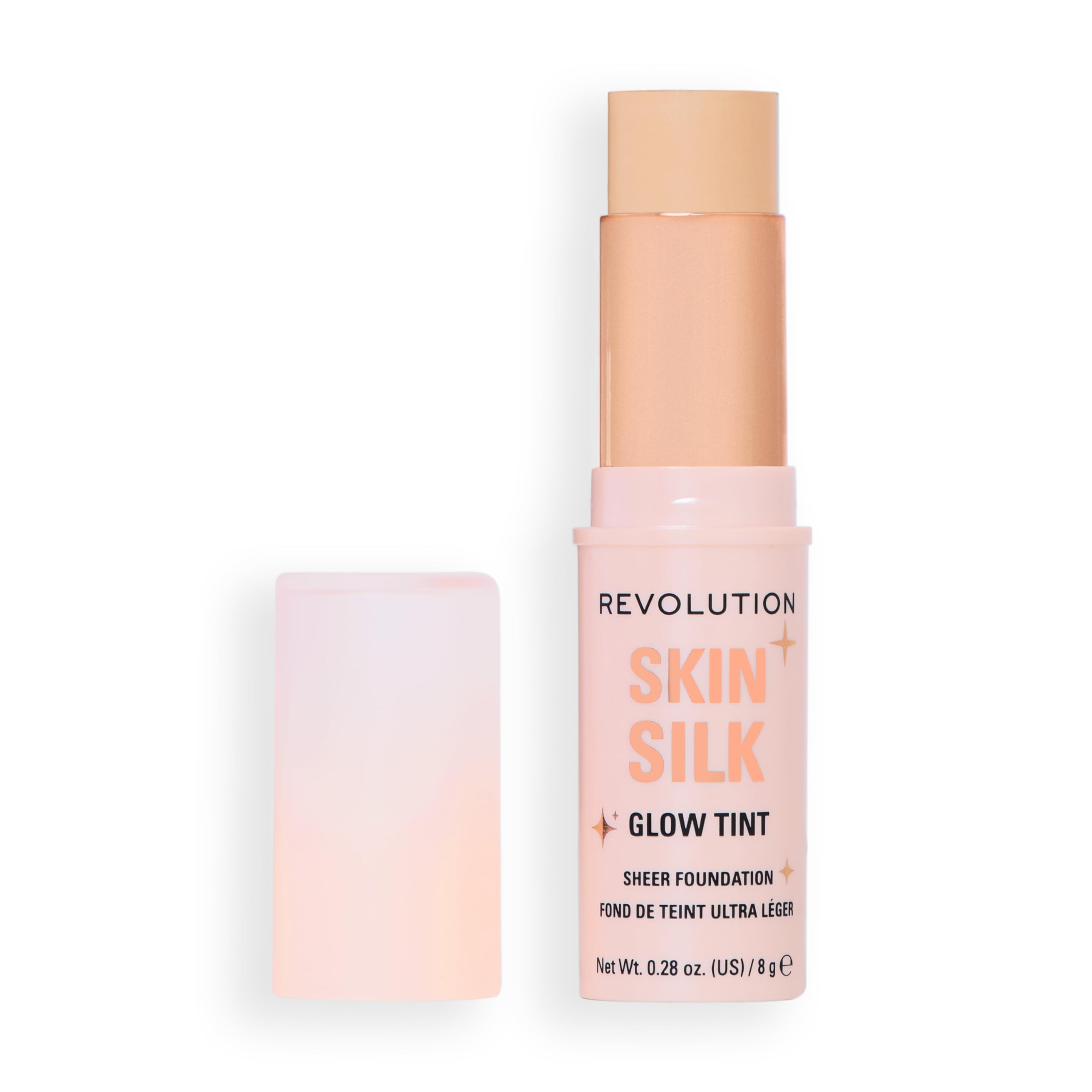 Revolution Skin Silk Glow Tint Sheer Foundation Stick, For Luminous Skin, Banish Blemishes & Smooth Fine Lines, Shade Fair, 8g