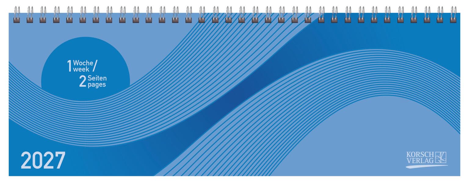 Tischkalender quer Professional Colourlux 2027 blau: 1 Woche 2 Seiten; Bürokalender; Tischquerkalender im Format: 29,8 x 10,5 cm