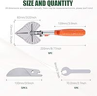 Vista 2 de Keadic Cortador de inglete multiángulo con llave y 5 cuchillas de repuesto mejoradas, tijeras de ángulo ajustable de 45 a 135 grados, herramientas