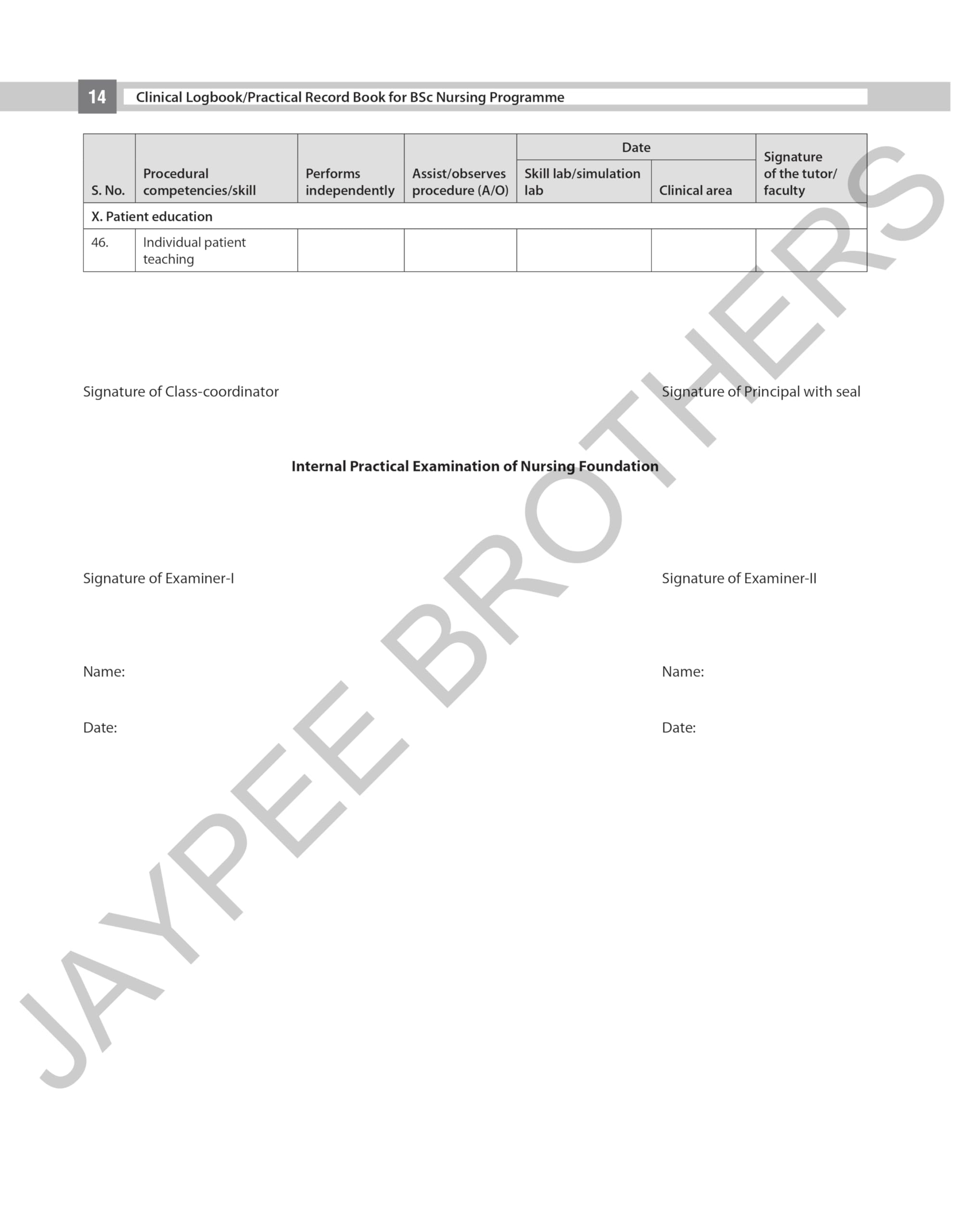CLINICAL LOGBOOK/PRACTICAL RECORD BOOK FOR BSC NURSING PROGRAMME 4