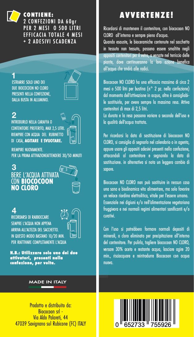 Bolsa de filtro sin cloro para agua alcalina pH, elimina el cloro para botellas, jarras, filtros, etc. Duración total 4 meses