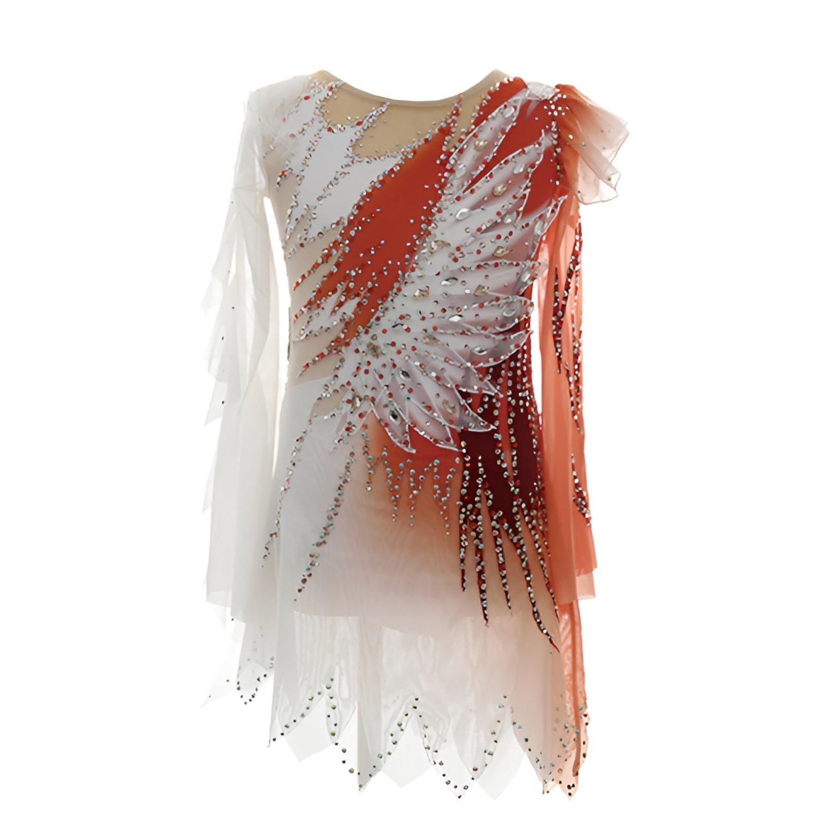 Vestito Da Pattinaggio Artistico A Maniche Lunghe for Ragazze, Vestito Da Pattinaggio Su Ghiaccio Da Competizione Scintillante Ad Alta Elasticità for Le Donne
