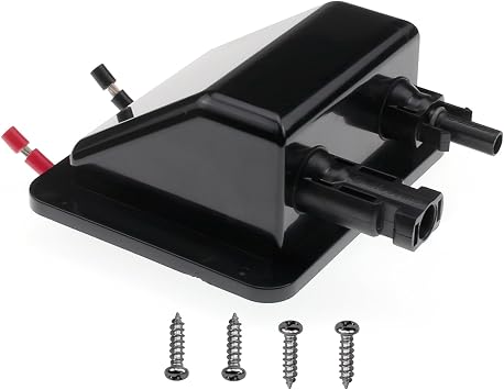 Solar Double Cable Entry Gland Box with 0.33ft 10AWG Soft Solar Extension Cable, Waterproof ABS Solar Entry Gland for RVs, Boats, Yacht, RoofsBlack