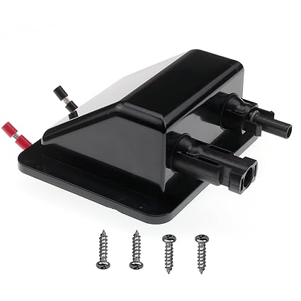 0.33ft 10 AWG Soft Copper Cable ABS Double Cable Entry Housing,UV Resistance Weatherproof Double Cable Entry Gland for Solar Project on Rv, Boat,Camper,Van (Black)