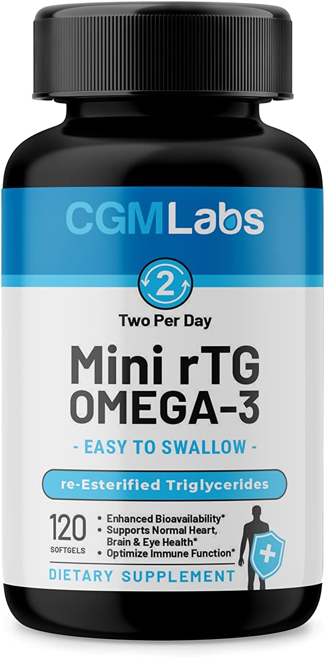 rTG Omega-3 Fish Oil – 960 mg EPA & DHA per Serving | Burpless, High-Absorption Re-Esterified Triglyceride from Wild-Caught Anchovy | 120 Softgels