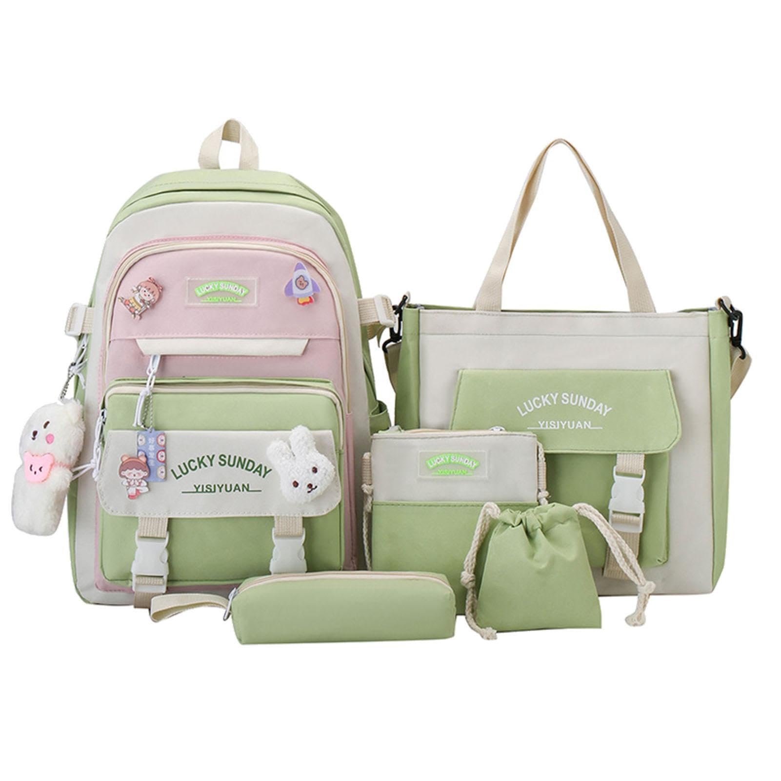 Juego de mochila escolar de 5 piezas, mochila para niñas, juego combinado para mochilas de lona, bonita mochila escolar para adolescentes, bolsas de transporte para niños y niñas
