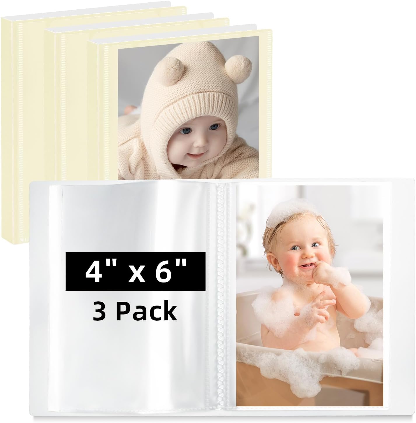 Vienrose Small Photo Album 3 Pack 4x6 Holds 52 Photos Each Transparent