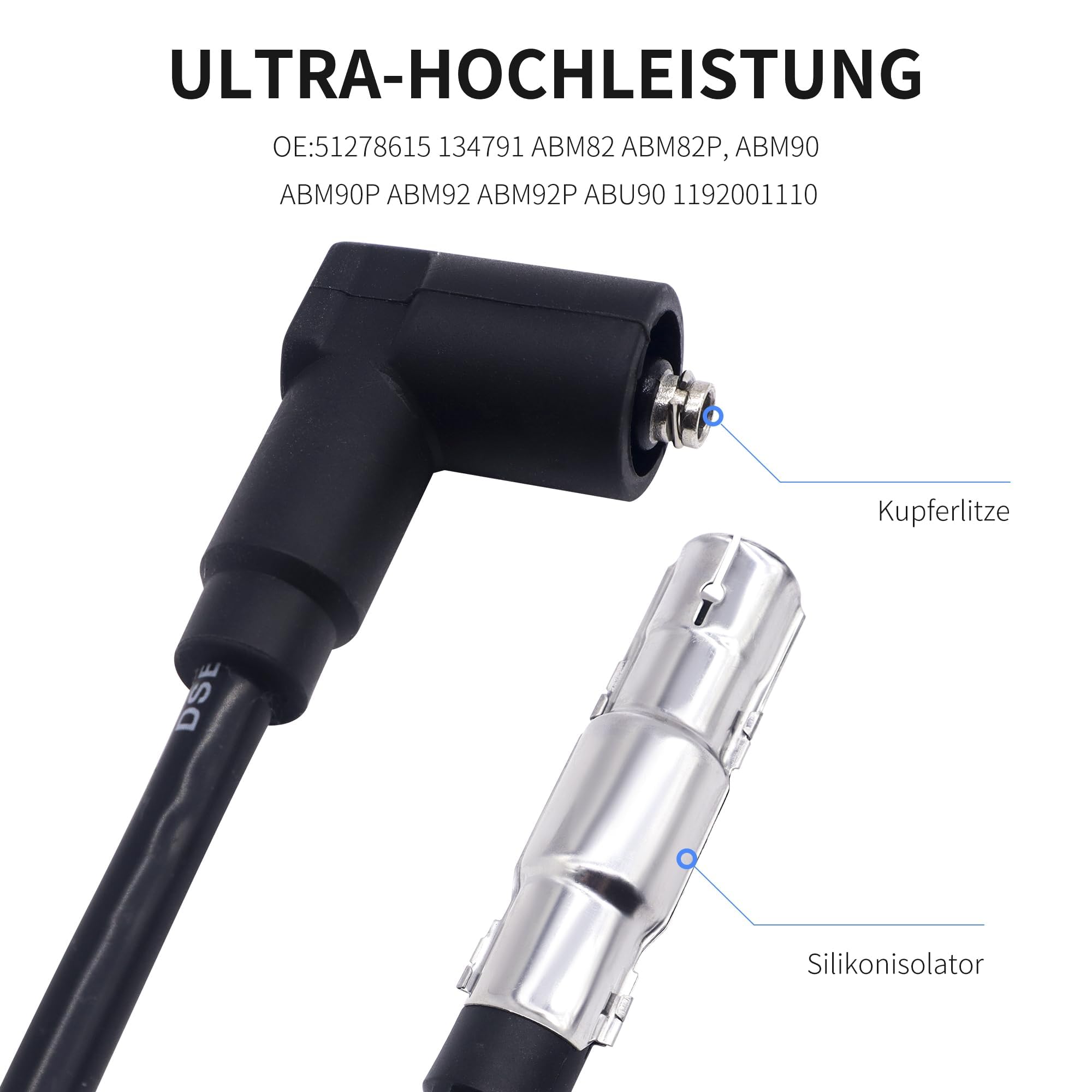 4 cavi di accensione 223H200, compatibili con A4 IV, sostituisce 06A905409H, 06A905409A, 06A905409E