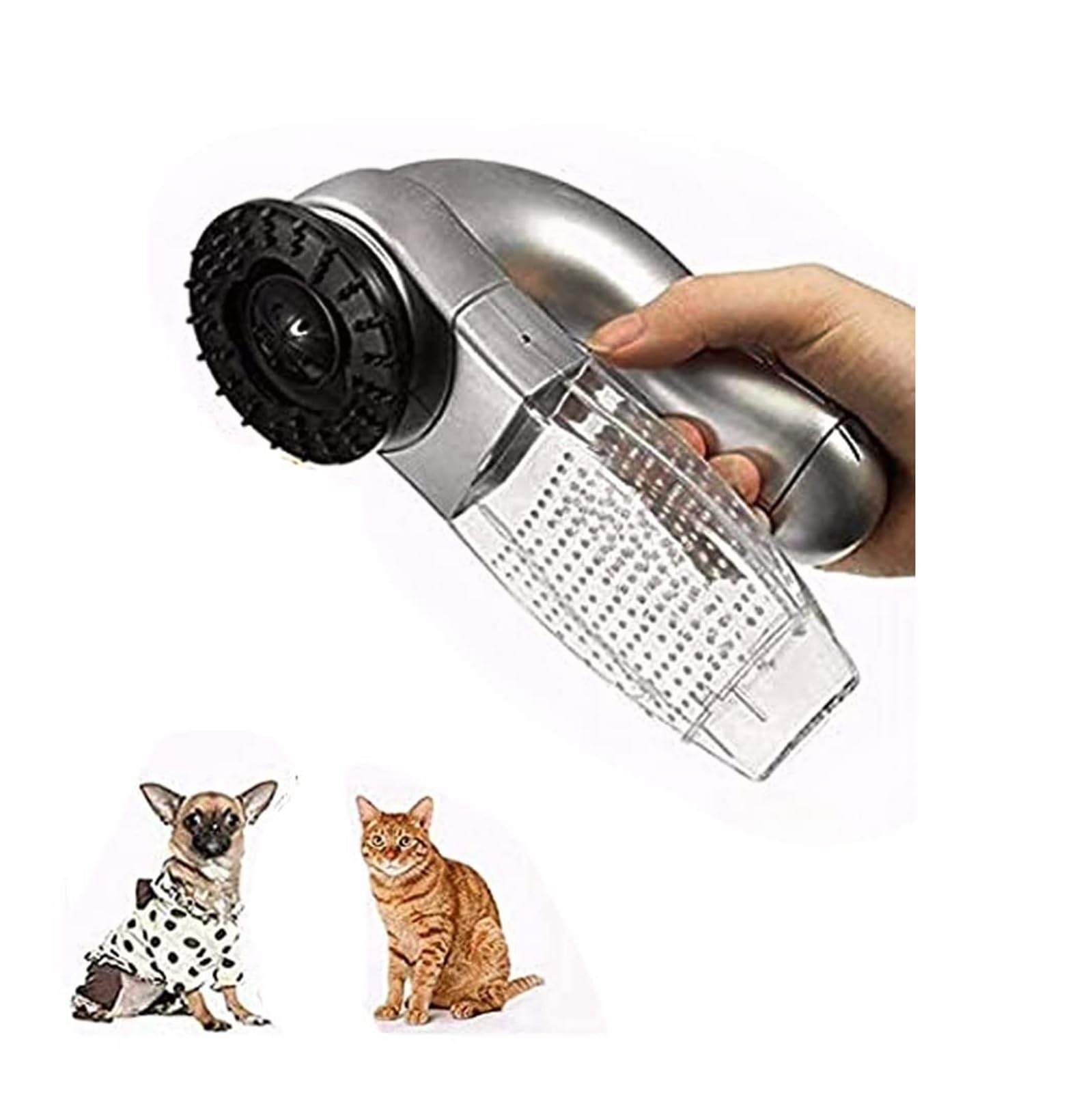 Cepillo eléctrico removedor de pelo de mascotas para perros y gatos, herramienta de aseo con aspiradora, peine de pelo alimentado por pilas