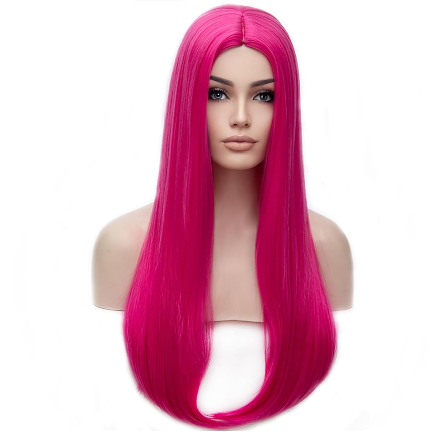 BERON Pink Wigs for Women Silky Long Straight Girls Wig Hot Pink Women and Girls Wigs Magenta Heat Resistant Synthetic for Cosplay Party or Daily Use 25"Hot Pink 25 Inch (Pack of 1)