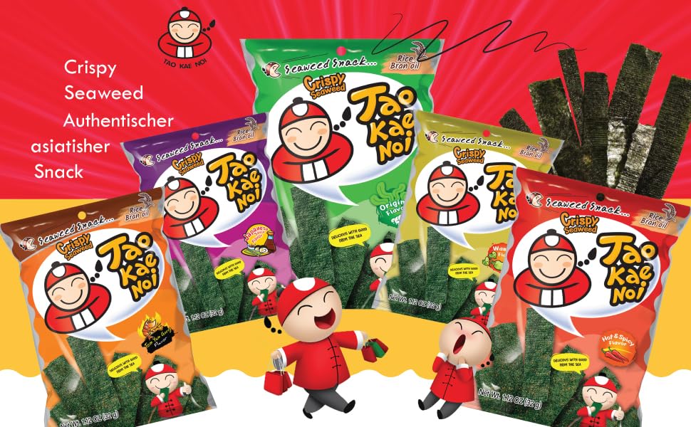 Tao Kae Noi Crispy Seaweed Snack Hot & Spicy, scharf-würziger Algensnack, 32 g 3