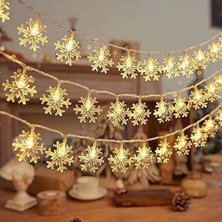 One94Store Snowflake String Fairy Lights – 14 LED, 3 Meter, Warm White, Waterproof Extendable Decorative Lights for Christmas, Home, Garden, Wedding