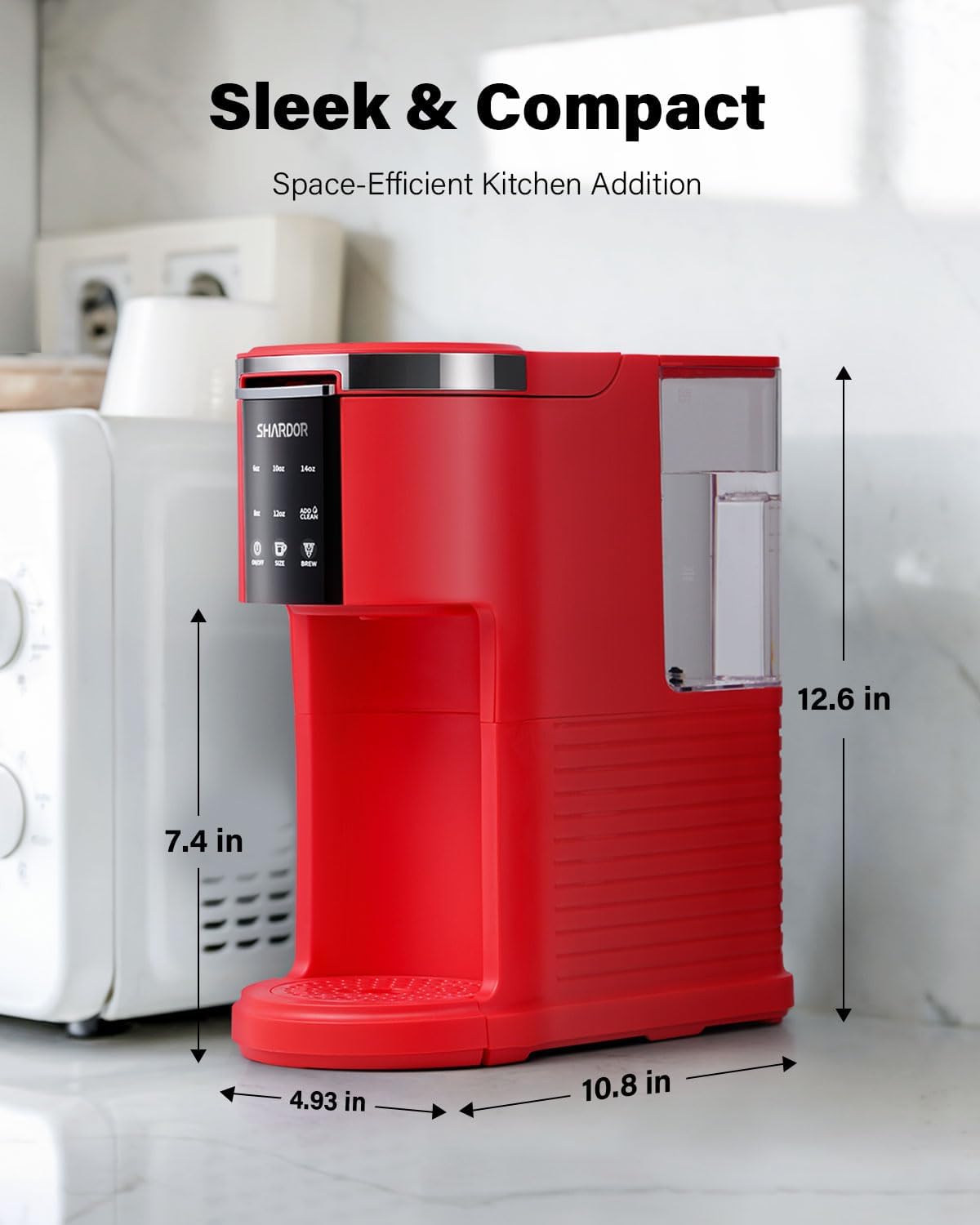 SHARDOR 3 in 1 Coffee Maker, K Cup Coffee Maker Compatible with Ground Coffee & Teas, Single Serve Coffee Machine, 6–14oz Brew Sizes, 40oz Detachable Water Reservoir, Descale Settings, Red