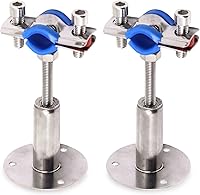 Vista 6 de Abrazaderas de tubería de montaje en pared, de acero inoxidable, soporte de tubo de montaje en techo de altura ajustable, abrazadera de correa