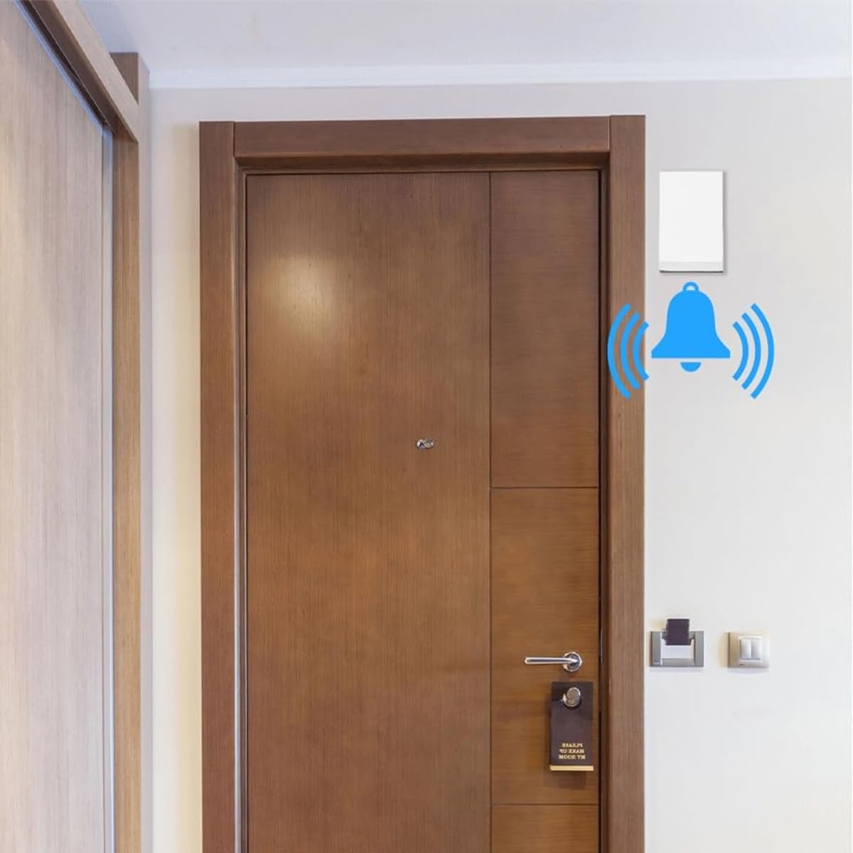 Ausi Timbre con cable, timbre mecánico manual de 220 V con timbre para puerta de entrada, para hotel, hogar, oficina y escuela (blanco)