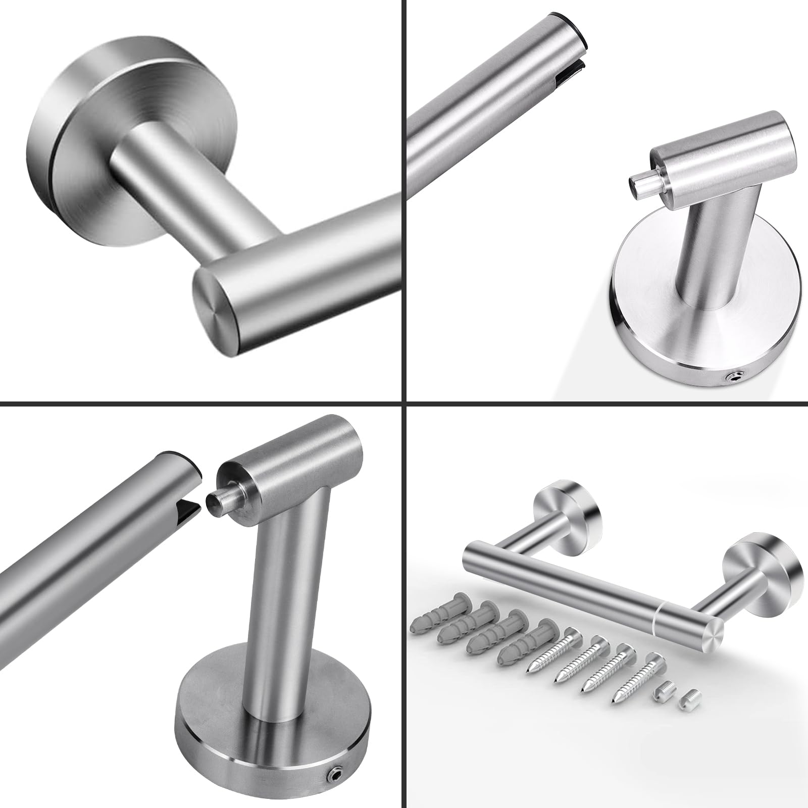 TOPAHGOD Toilet Roll Holder Wall Mounted, 304 Stainless Steel Toilet Paper Holder with Drawing Finish, Double Post - Image 4