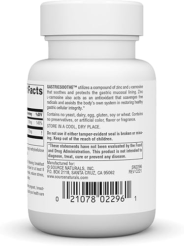 Miniatura 10 de Source Naturals GastricSoothe Zinc L-Carnosine* - 30 cápsulas vegetales