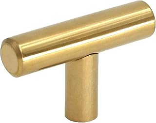 homdiy Cabinet Knobs 2in Gold Knobs for Dresser Polished Brass Cabinet Hardware 1/2in Tube Bar Drawer Pulls and Knobs Gold Cabinet Knobs 10 Pack
