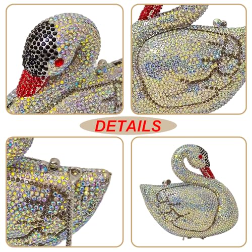 Image of Elegant Swan Evening Purse Animal Crystal Clutch Women Minaudiere Handbag Party Luxury Rhinestone Bag | Animal Crystal